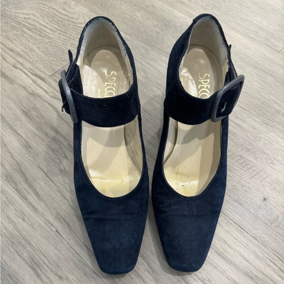 Specchio Navy Suede Heels - Picture 3 of 7